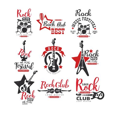 Premium Vector Rock Club Logo Design Set Label For Music Festival