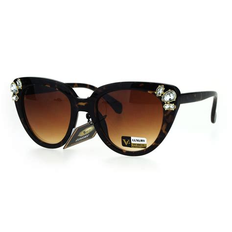 Large Rhinestone Bling Iced Womens Cat Eye Designer Sunglasses Ebay