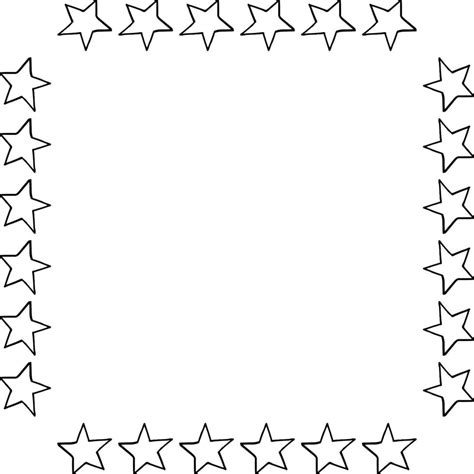 Square Frame With Black And White Doodle Stars On White Background