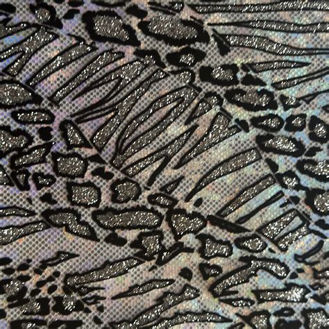Cheetah Metallic Flocking Hologram Glitter Fabric in Nylon Spandex