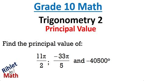 Grade 10 Math Trigonometry 2 Principal Value YouTube