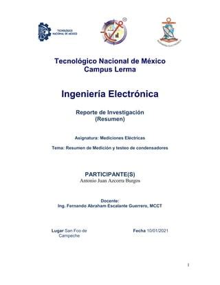 Medicion De Capacitores Resumen PDF