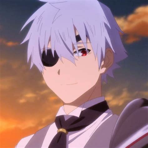 An Anime Character With White Hair And Red Eyes Looking At The Camera