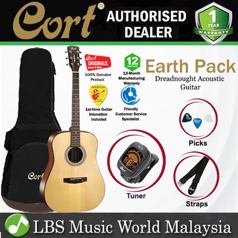 Cort Earth Pack Solid Spruce Top Dreadnought Acoustic Guitar With Earth