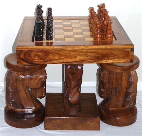 Unique Handcrafted Hand Carved Horse Head Chessbackgammon Table With