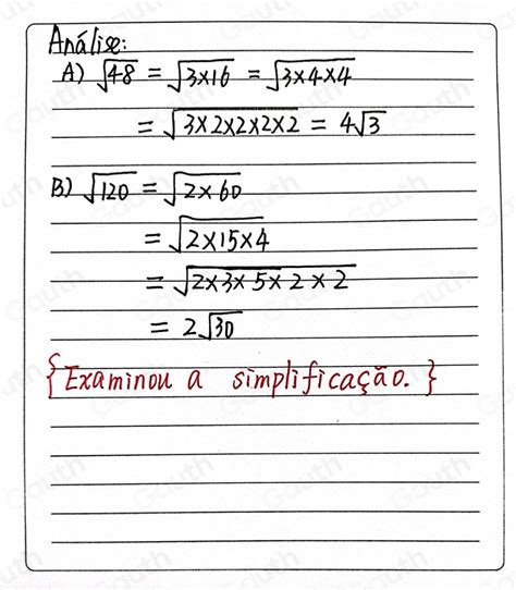 Solved Decomponha O Radicando Em Fatores Primos E Simplifique Cada