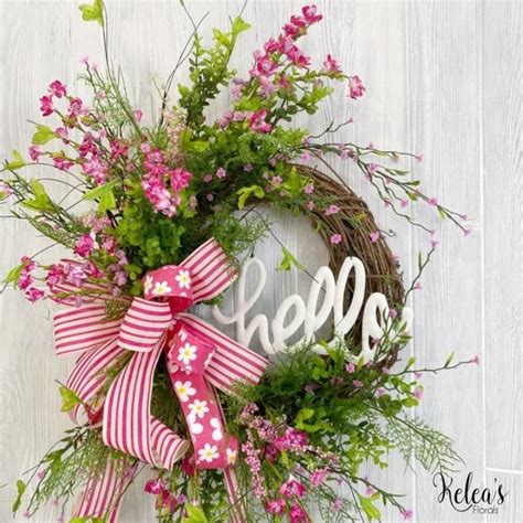 Welcoming Pink Floral Grapevine Wreath Spring Floral Wreath Diy