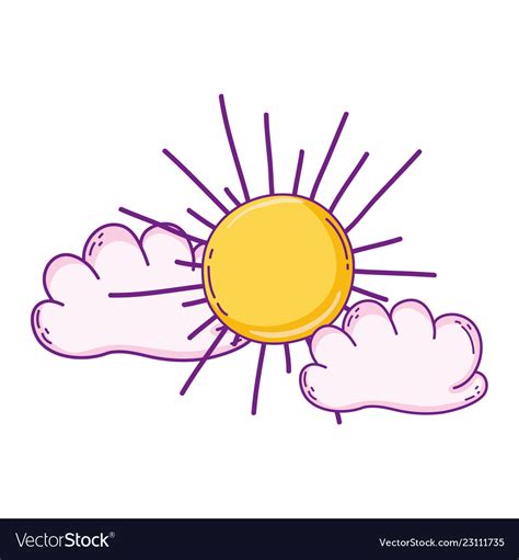 Sun and clouds cartoon Royalty Free Vector Image