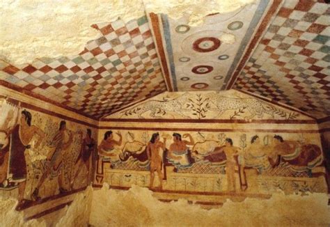 Mural Paintings In The Tomb Of The Leopards Tarquinia Bce The