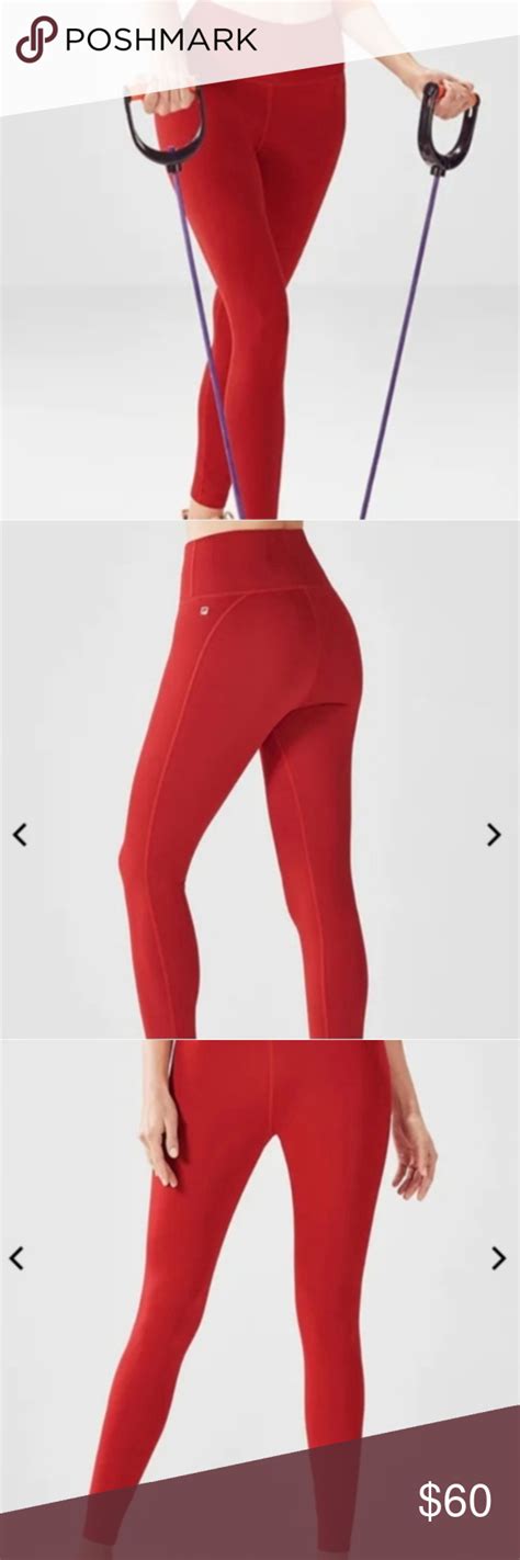 Fabletics Red High Waisted 78 Leggings Make Me An Offer Brand New