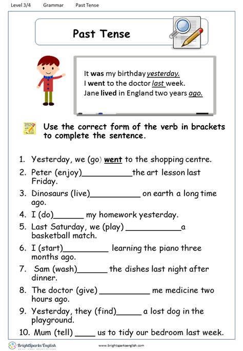 Verb Tenses Worksheet English Treasure Trove Worksheets Library