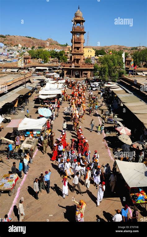 Marwar Festival Procession At Clock Tower Jodhpur Rajasthan India