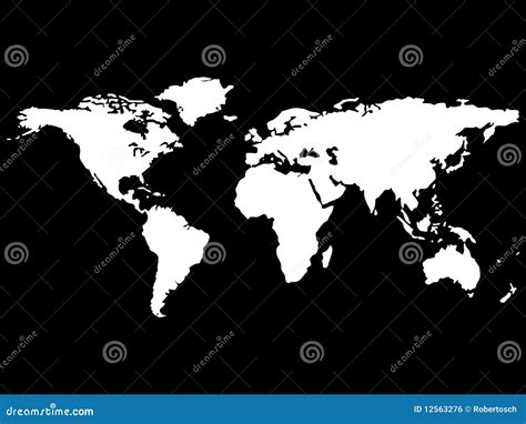 White World Map Isolated On Black Background Stock Vector