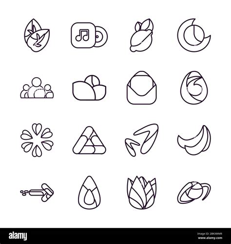 Abstract Shapes Line Style Icon Set Design Logo Brand And Corporate