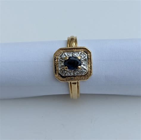 Carats Bicolore Or Jaune Bague Saphir Diamants Catawiki