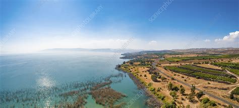 Aerial view of lake, Sea of Galilee, Israel - Stock Image - F041/2922 - Science Photo Library