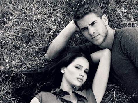 Jennifer Lawrence And Liam Hemsworth White Black Man Bw Girl Liam