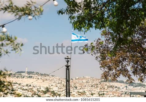 Jerusalem City Overlook Israel Flag Background Photos and Images