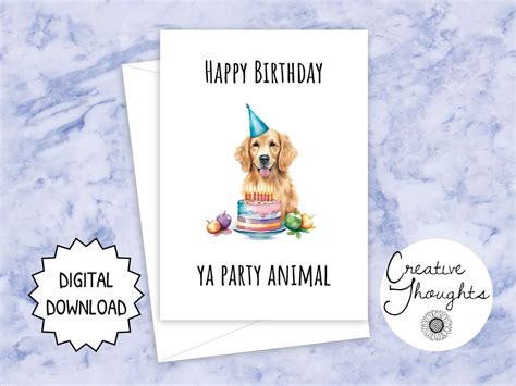 Printable Dog Birthday Card Dog Birthday Card Golden - Etsy