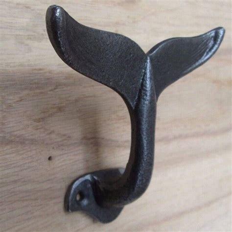 Cast Iron Whale Tail Decorative Wall Hook With Mounting Screws Ebay