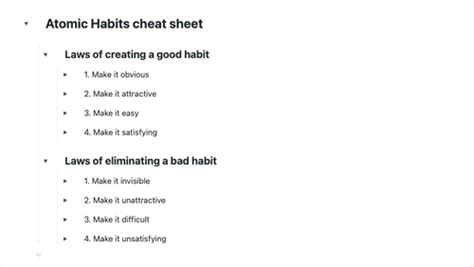 Workflowy Template Atomic Habits Template