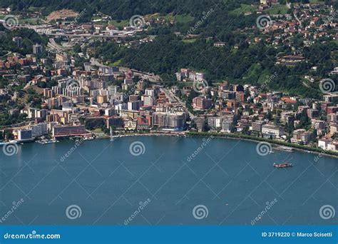 Lago E Città Di Lugano Fotografia Stock Immagine 3719220