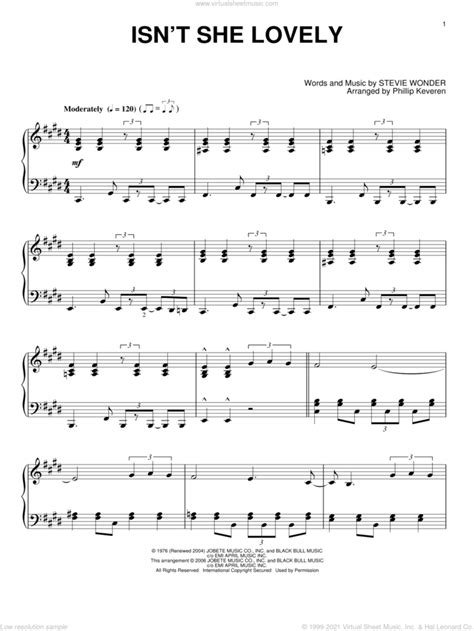 Isn T She Lovely Arr Phillip Keveren Sheet Music For Piano Solo V2