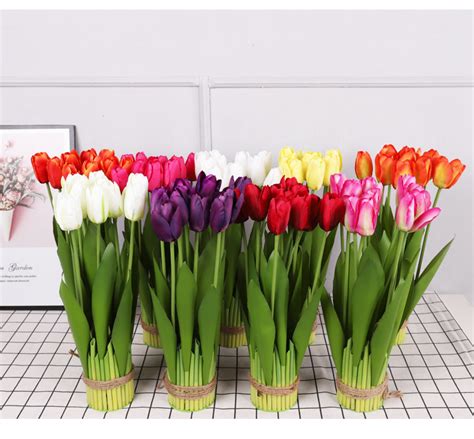 Artificial Flower Bouquet Real Touch Flower Faux Tulip Flower China