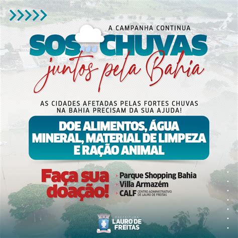 Campanha SOS Chuvas é retomada em Lauro de Freitas Veja o que doar