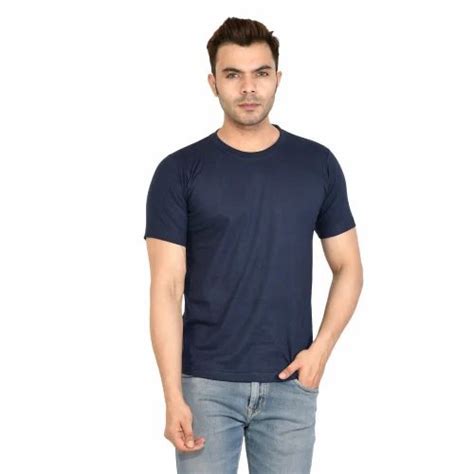 Plain Men Half Sleeves Cotton T Shirts Round Neck At Rs In Gautam