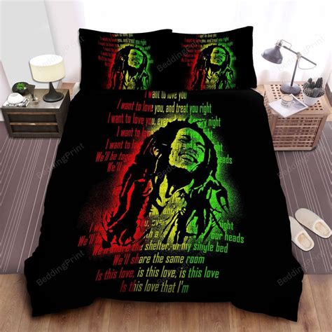 Bob Marley Is This Love Lyrics Printed On Bed Sheets Duvet Cover ...