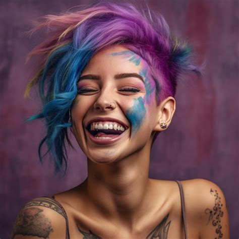 Premium AI Image A Woman With Purple Hair And Purple Hair Has A