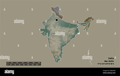 La Forma Desaturata Dell India Con La Sua Capitale La Principale