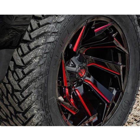 Alloy Wheel D755 Reaction Gloss Black Red Tint Fuel