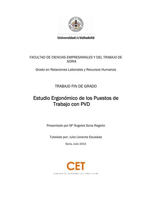 Pdf Estudio Ergon Mico De Los Puestos De Trabajo Contrabajo Uvadoc