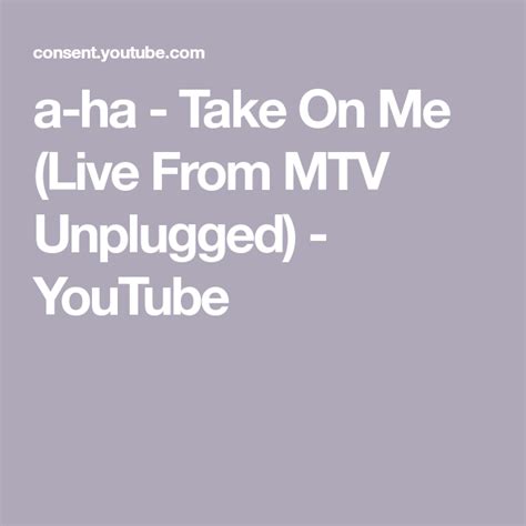 a-ha - Take On Me (Live From MTV Unplugged) - YouTube | Mtv unplugged ...