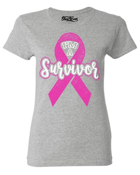 Shop4ever Womens Im A Survivor Breast Cancer Awareness Graphic T