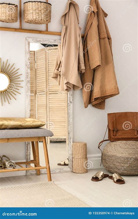 Cozy Hallway Interior Withstylish Furniture Stock Photo Image Of