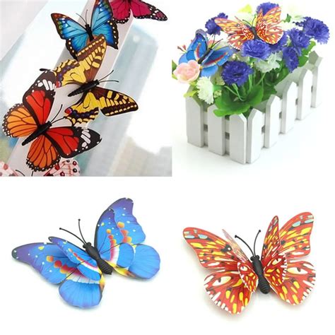 Hot Sell 12pcs Butterfly Flower Refrigeratorfridgeart Wall Stickers