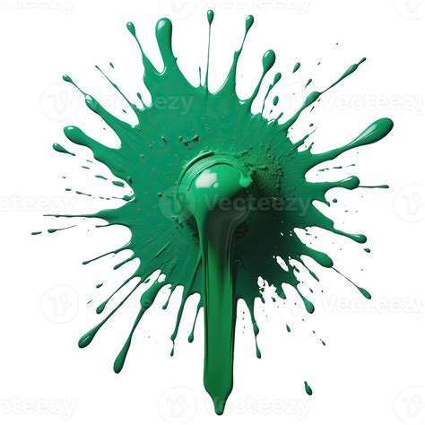 Ai Generated Green Paint Splatter Isolated On Transparent Background