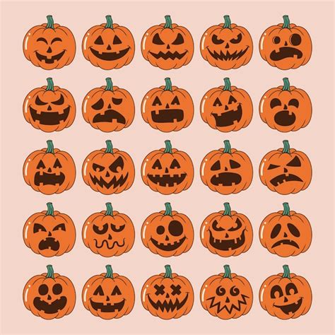 Conjunto De Dibujos Animados Calabaza Halloween Calabaza Halloween