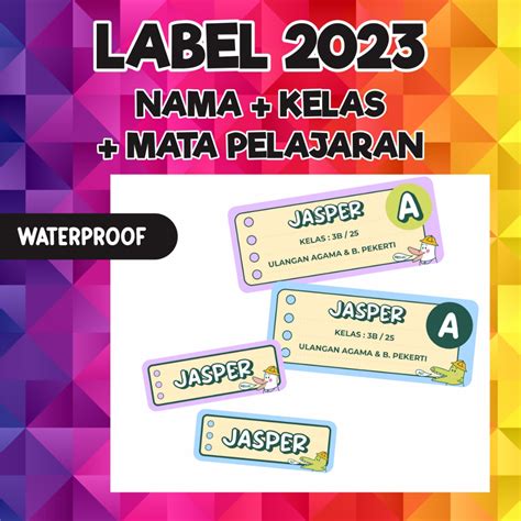 Jual Label Nama Kelas Dan Mata Pelajaran Label Buku Pelajaran