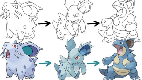 How To Draw NIDORANNIDORINA NIDOQUEEN POKEMON Pokemon Evolution