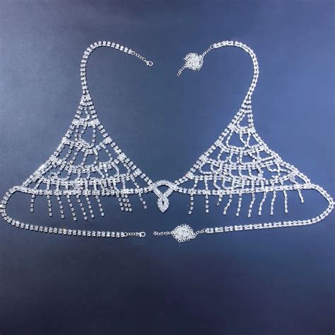 Sexy Handwork Bing Crystal Body Chain Bikini Women Rhinestone Bra And