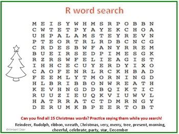 Christmas Articulation R Word Search By Kimberli Door TPT