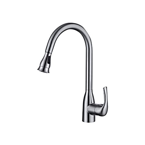 Custom Single Handle High Arc Brushed Nickel Pull Out Kitchen Faucet Suppliers Factory