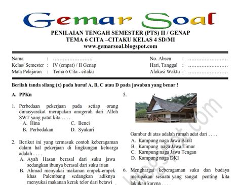 Soal Tema Kelas Dan Kunci Jawaban Pelajaranku