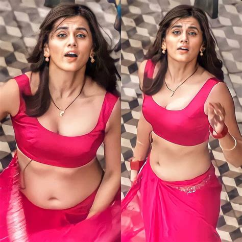 Taapsee Pannu pink saree navel : r/NavelNSFW