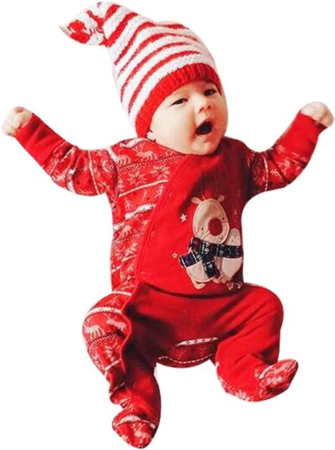 Baby Kleidung Set Weihnachten Strampler Neugeborene Elch Drucken