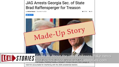 Fact Check Jag Did Not Arrest Georgia Secretary Of State Raffensperger